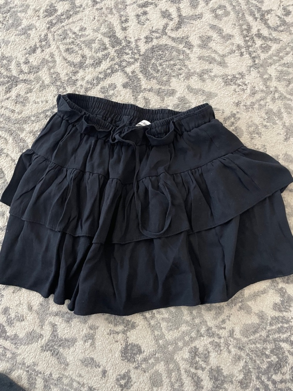 Tiered Ruffle Mini Skirt - Black